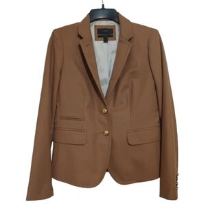 J. Crew Schoolboy Camel 100% Wool Lined Blazer Jacket 2 Black Label Gold Buttons